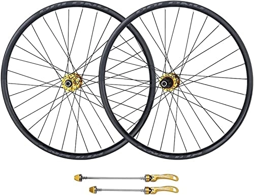 Roues VTT : ZXTING Paire de Roues VTT Tubeless 26 27, 5 29 Pouces, Alliage d'aluminium VTT roulements scellés moyeu QR 9 mm 32 Trous Frein à Disque for 8 / 9 / 10 / 11 Vitesses (Color : Gold, Taille : 29inch)