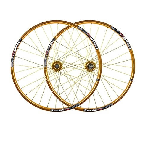 Roues VTT : ZYHDDYJ Vélo Roues Jante De Vélo 26 Pouces Paroi Double Alliage D'aluminium Frein À Disque 32 Trous Montagne Roue 7 / 8 / 9 Vitesses Libération Rapide (Color : Gold, Size : 26inch)