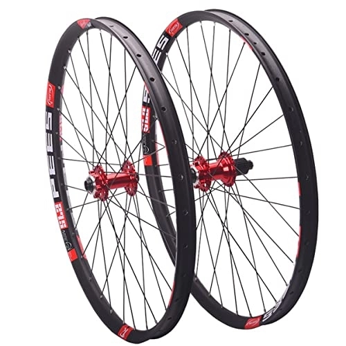 Roues VTT : ZYHDDYJ Vélo Roues Vélo 27.5 / 29er Jante en Alliage D'aluminium Paire Roues Vélo Montagne Roues VTT À Pneu 32H pour 8 9 10 11 Vitesse (Color : Red, Size : 27 inch)