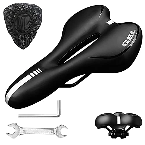 Sièges VTT : BELSVOR Selle Velo Ultra Confortable, Selle Velo Confort Ergonomique, Selle de Vélo Imperméable avec 1 Clé, 1 Clé Hexagonale, 1 Housse de Pluie, Selle Vélo pour VTT / Vélo de Route / Vélo Pliant