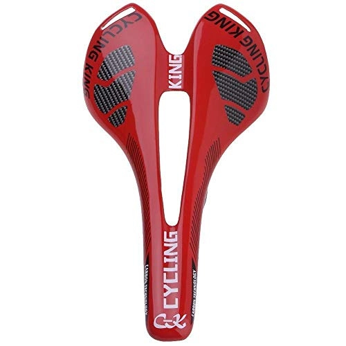 Sièges VTT : BL Fibre de Carbone 3K Brillant Poids léger VTT VTT Vélo de Route Selle Selle Route en Carbone Rouge (Color : Red)