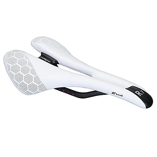 Sièges VTT : Computnys PU Selle en Fiber Carbone Route VTT VTT Selle vélo Selle Cyclisme Sentier Confort Courses siège White