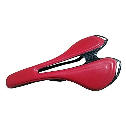 Sièges VTT : Coussin de selles de vélo PU + fibre de carbone Selle route VTT VTT Vélo Selle Homme TT Triathlon Cyclisme Selle Contre la montre Confort Courses Seat Cyclisme, Pièces pour vélos ( Color : Red )