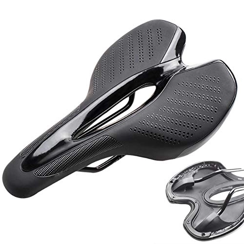 Sièges VTT : Doux Vélo De Vélo Selle, PU Cuir Vélo Confortable Siège Route VTT Coussin Anti-Choc Avant Seat Mat pour Les Femmes Hommes, Noir