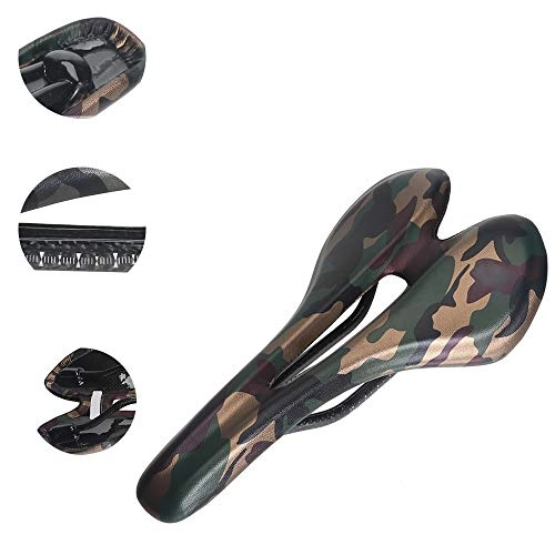 Sièges VTT : HHHKKK Coussin de Selle VTT, Coussin de Selle, Selle de Vélo, Confort Coussin de Vélo Respirant Creux Siège de Selle Ergonomique pour Homme Femme, Camouflage Vert, Camouflage Noir