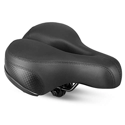 Sièges VTT : HIXISTO Selle VTT，Selle De VéLo PU Cuir vélo Selle Double Ressort vélo Big Bum Seat Soft Comfort Selle Large supplémentaire Pad for vélo Bike Cover Accessoires (Color : Black)