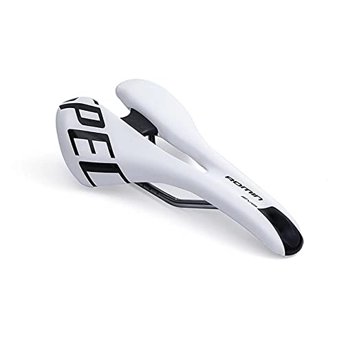 Sièges VTT : HIXISTO Selle VTT，Selle De VéLo Selle de vélo de Cyclisme de Cyclisme Moyen Selle de Selle de Cuir PU Cuir Vélo Saddles Road MTB Racing Coussin de siège de Course (Color : White)