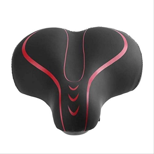 Sièges VTT : HZQ&HCHC Selle De Vlo Soft Mountain Bike Saddle Black Thicken Wide PU Leather Bicycle Seat Pad Shock-Absorbant MTB Bicycle Saddle Rouge