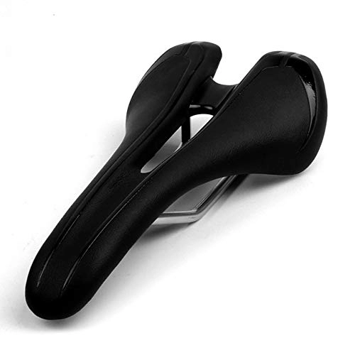 Sièges VTT : JINSUO GWTRY Moyen Creux Selle Confortable Saddles vélo en Cuir Siège Selle Vélo Route VTT Course Coussin (Couleur : Noir)