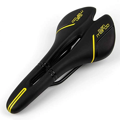 Sièges VTT : JNXFUZMG Montagne siège VTT Large VTT Vélo Selle Silicone Skidproof Selle Route Selle de vélo Sièges vélo en Cuir PU Souple Creux (Color : Yellow)