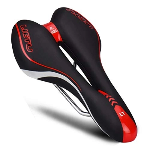 Sièges VTT : KELITE Selle De Vélo Amortissement De La Ventilation Creuse Confortable Étanche Abrasion Et Traction pour VTT VTT Vélo Pliant Vélo De Route (Color : Red)