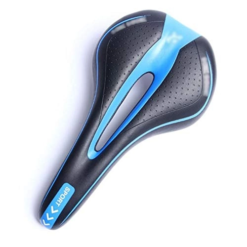 Sièges VTT : KJRJKX Selle de vélo, ANTIDÉRAPANTES Extra Soft VTT Selle VTT Cyclisme sur Route Creux vélo Choc Selle Absorption DE Gel PU Siège Accessoires Vélo (Color : Blue)