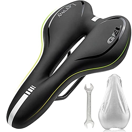 Sièges VTT : LERWAY Selle Vélo VTT, Selle Vélo MTB, Noir Siège de Vélo Route de Cyclisme BMX, Respirant Selle Vélo en PU Cuir, Imperméable Selle Velo Confortable Creux Réfléchissant Bike Saddle