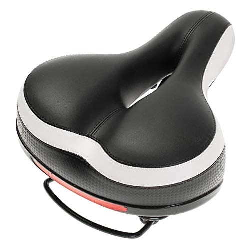 Sièges VTT : LoveOlvidoD Vélo Vélo Big Bum Saddle Seat Road MTB Bike Wide Soft Pad Comfort Cushion Reflective Mountain Bike Seat Cushion - Black and White