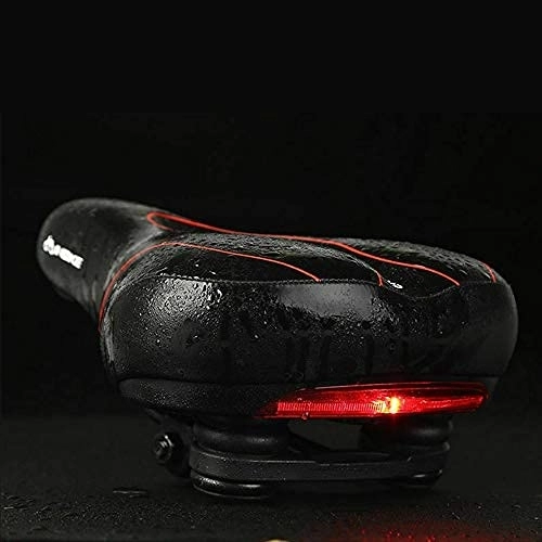 Sièges VTT : MASO Selle de vélo – Selle de vélo de ville coussin avec feu arrière LED – Imperméable doux creux respirant pour vélo de route VTT (noir + rouge)