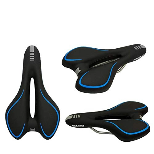 Sièges VTT : Pkfinrd Selle de vélo Confort Selle de vélo Professionnelle Gel de Selle de Montagne Gel de Selle Coussin de vélo de vélo siège de vélo pour Hommes@Silicone Noir et Bleu_Une Taille