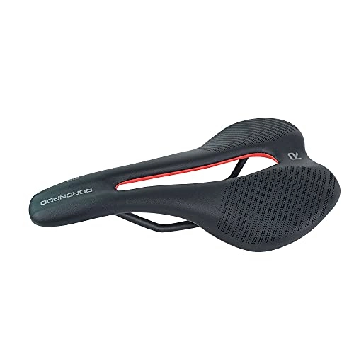 Sièges VTT : ROADNADO Selle de vélo professionnelle - Ergonomique - Respirant - Design creux - Gel de suspension - Confortable - En acier - Pour VTT - Noir