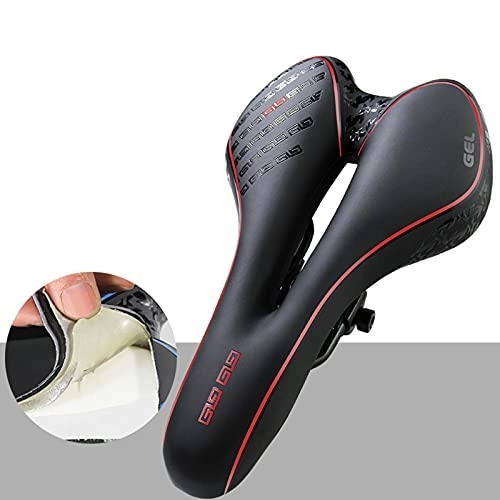 Sièges VTT : Selle de vélo avec coussin en cuir synthétique respirant creux confortable pour vélo de route VTT Rouge