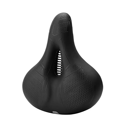 Sièges VTT : Selle de vélo confortable et douce pour vélo de route - En cuir synthétique - Coussin pour selle de vélo - Pour VTT, vélo de route - Double balle d'amortissement réfléchissante - Taille L