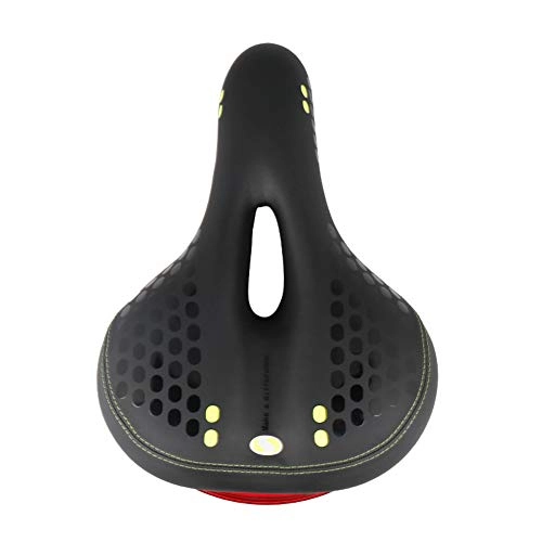 Sièges VTT : Selle de vélo de Montagne Route Confortable, Selle de vélo en Cuir rembourré Mousse, avec Feux arrière, imperméable, Douce, Respirante, adaptée aux vélos de Montagne, la Plupart des vélos-Gree