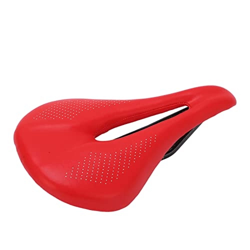 Sièges VTT : Selle de vélo de route, fibre de carbone 3K confortable + siège de vélo en cuir pour vélo de route pour VTT(rouge)