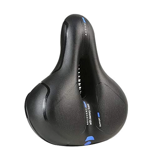 Sièges VTT : Selle de Vélo Large, Cuir PU pour Vélo, Siège de Vélo de Montagne pour Cyclisme sur Route, Coupe Universelle Etanche avec Bande Réfléchissante en Surbrillance (Blue)