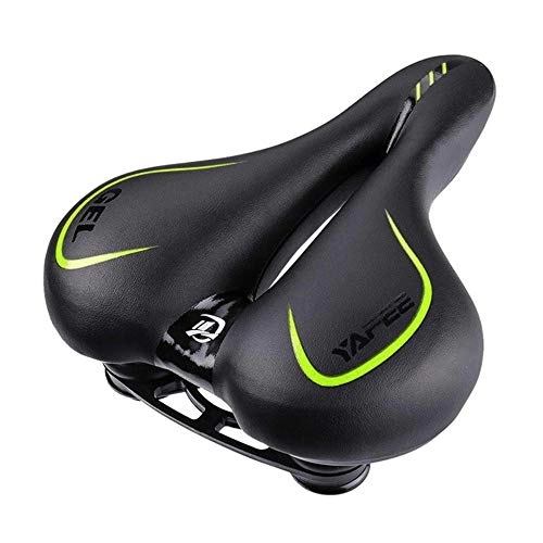 Sièges VTT : Selle de Vélo, Selle de Vélo Large et Rembourrée, Mousse Mémoire Confortable Selle VTT Imperméable et Respirante, Creux et Ergonomique de Selle de vélo, pour Bicyclette / VTT / Vélo de Route, Vert