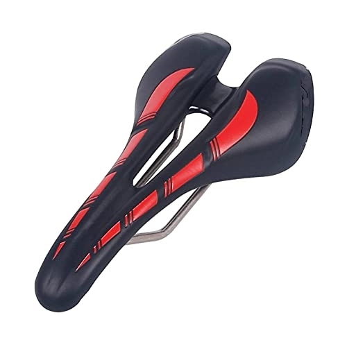 Sièges VTT : Selle Ergonomique Bicyclette VTT Route Vélo Coussin Coussin Microfibre Cuir Texture en Acier Cycle Accessoires Cycle DE VOYE (Color : Black Red)