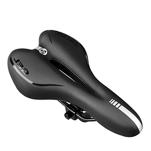 Sièges VTT : Selle Velo Selle vélo réfléchissant amortissante Creux vélo Selle PVC Tissu Doux VTT Cyclisme sur Route VTT Seat Accessoires Vélo Haute qualité (Color : Black)