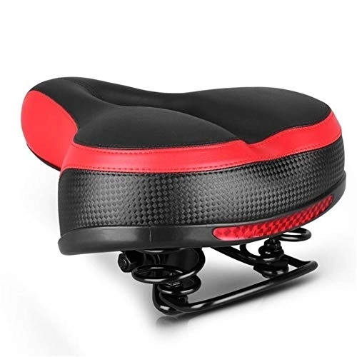 Sièges VTT : Selle VTT PU Cuir vélo Selle Double Ressort vélo Big Bum Seat Soft Comfort Selle Large supplémentaire Pad for vélo Bike Cover Accessoires VéLo Selle (Color : Red)