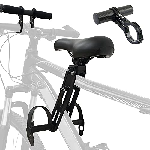 Sièges VTT : Souarts Extension de Guidon de Vélo avec des Outils Siège de vélo pour Enfant Accessoire VTT de Montagne Montés à l'avant avec Fixation de Guidon Avant Détachable Portable (Noir（3pcs）)