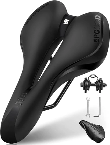 Sièges VTT : SPGOOD Selle Velo Confortable Gel Ergonomique Imperméable et Absorbant Les Chocs Selle de Velo, pour Hommes et Femmes, Selle Vélo Confort pour Montagne / VTT / Route