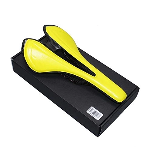 Sièges VTT : TLBBJ Bicycle Accessories PU + Fibre de Carbone itinéraire Selle VTT VTT Selle de vélo for Homme TT Triathlon Temps Cyclisme Cours Selle Confort Sentier siège Durable (Couleur : Jaune)