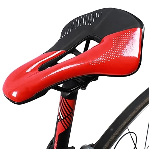 Sièges VTT : Tobefore Selle de vélo fabriquée en mousse à mémoire de forme confortable, coussin de selle de vélo de montagne, doux et creux pour homme et femme, selles de vélo pour VTT, BMX et route (rouge)