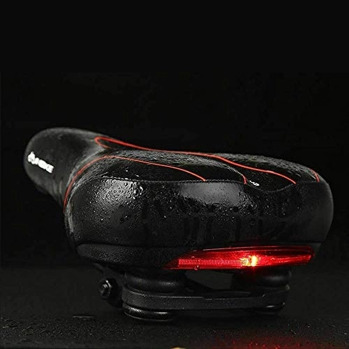 Sièges VTT : TOTMOX Selle de vélo – Coussin de selle de vélo de ville avec feu arrière LED – Imperméable doux creux respirant pour vélo de route VTT (noir + rouge)