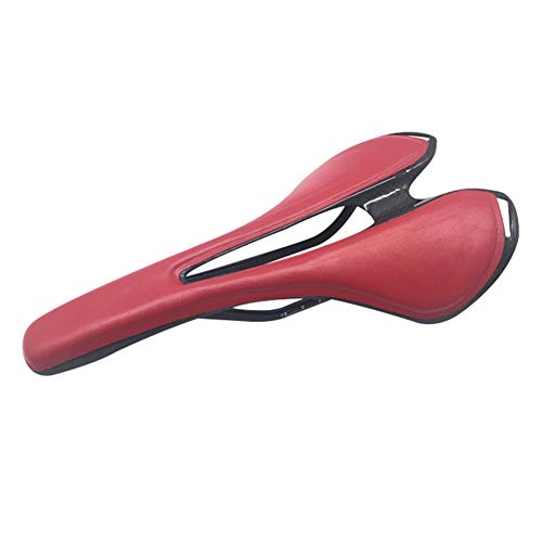 Sièges VTT : tyrrdtrd Selle de vélo Durable en Fibre de Carbone et Cuir synthétique, Red