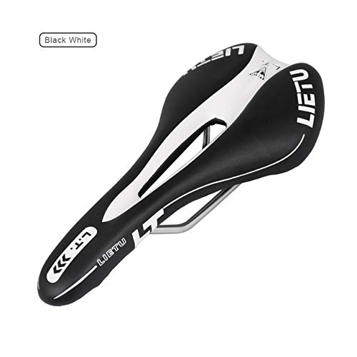 Sièges VTT : Vlo Selle Moyen Creux Montagne Cyclisme sur Route Coussin Pad en Cuir PU Confort vlo Sige vlo Pices Black White