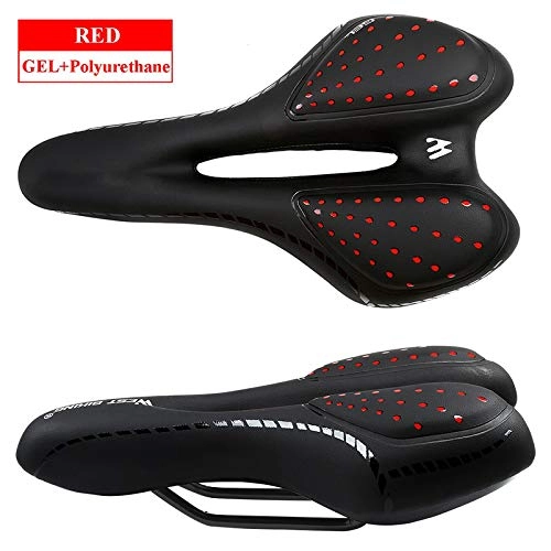 Sièges VTT : VTT Selle vlos vlo Sige Silicone Skidproof Route VTT Selle Gel de silice Coussin vlo Selle New Upgraded Red