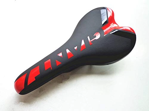 Sièges VTT : Vélo Selle Ergonomique VTT Vélo de Route perforé Siège coussiné PU Cuir Texture Rail d'acier vélo Selle Black Red