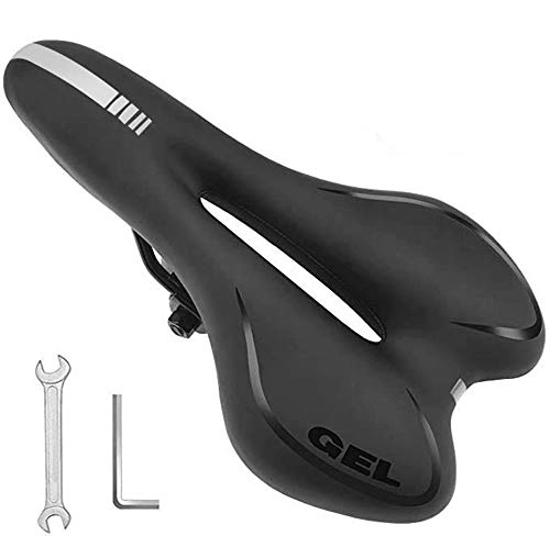 Sièges VTT : WZRYJS Selle de vélo en gel avec protection contre la pluie Selle de VTT confortable Selle de vélo portable pour vélo / vélo de route / VTT / VTT (Noir)