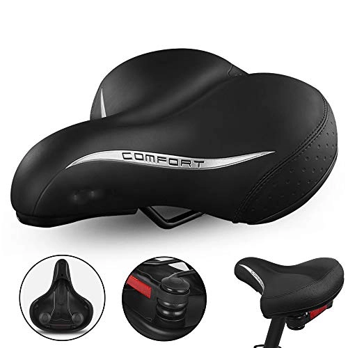 Sièges VTT : XHHXPY Selle de Vélo Creux et Ergonomique Rembourrée Mousse Mémoire Confortable Selle avec Bande Réfléchissante avec Boule d'Amortisseur Selle VTT pour Bicyclette / VTT