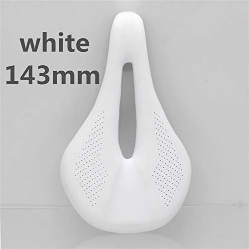 Sièges VTT : XINGYA PU + Fibre de Carbone Selle Route VTT VTT Vélo Selle Homme Triathlon Vélo Selle Temps Trail Confort Courses Seat (Size : White 143MM)