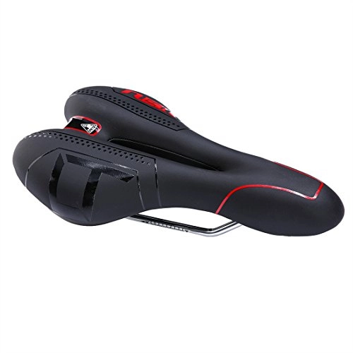 Sièges VTT : Zhiqiu Selle de vélo de montagne confortable pour hommes et femmes avec coussin étanche doux et respirant Design ergonomique pour vélo de route, VTT et vélo pliable, Black / Red