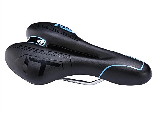 Sièges VTT : Zhiqiu Selle de vélo de montagne confortable pour hommes et femmes avec coussin étanche doux et respirant Design ergonomique pour vélo de route, VTT et vélo pliable, noir / bleu