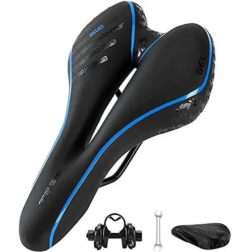 Sièges VTT : ZONSUSE Selle de Vélo, Selle de Velo Gel Ultra Confortable Ergonomique Conception Creuse Respirante, Siège de Vélo Absorbant Les Chocs Convient pour Bicyclette / VTT / Vélo de Route (Bleu)