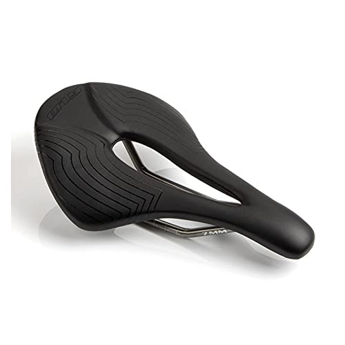 Asientos de bicicleta de montaña : JINYAWEI Sillín de carreras de fibra de carbono humana ergonómica, cojín hueco de titanio carril de carretera MTB bicicleta Sillín de bicicleta (color: negro)