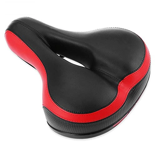 Asientos de bicicleta de montaña : Mountain Bicycle Saddle Cycling Big Wide Bike Seat Rojo y Negro Comfort Soft Gel Cushion-Black