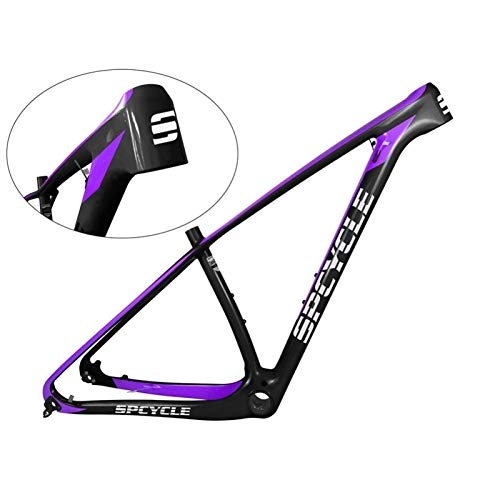 Cuadros de bicicleta de montaña : Marco de Bicicleta 27.5er 27.5er Marco de Bicicleta MTB de Carbono 142 * 12 mm 135 * 9 mm QR 650B MTB Marco de Bicicleta (Color : Purple Color, Size : 29er 15inch Glossy)