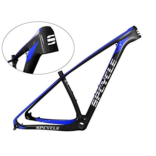 Cuadros de bicicleta de montaña : PPLAS Marco de Bicicleta 27.5er 27.5er Marco de Bicicleta MTB de Carbono 142 * 12 mm 135 * 9 mm QR 650B MTB Marco de Bicicleta (Color : Blue Color, Size : 29er 21inch Glossy)