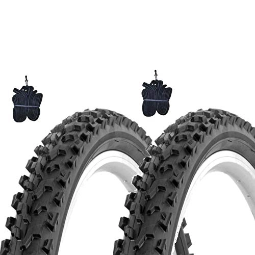 Neumáticos de bicicleta de montaña : 2 neumáticos Kenda 26 x 2, 10 (54-559) + cámaras de aire neumáticos negros Mountain Bike bicicleta bicicleta MTB